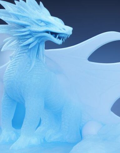 An ice sculpture of a ice dragon