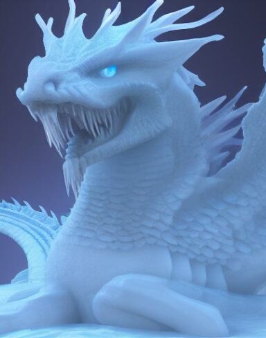 An ice sculpture of a ice dragon