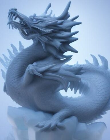 An ice sculpture of dragon