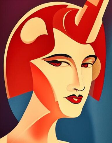 Art deco poster with a woman face