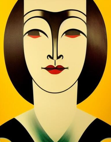 Art deco poster with a woman face