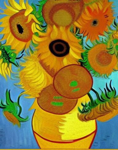 Art painting of sunflowers