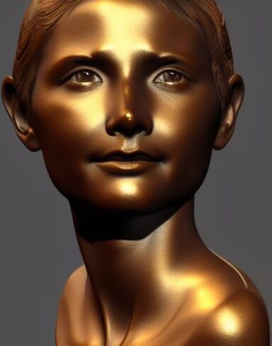 Bronze bust of one young lady