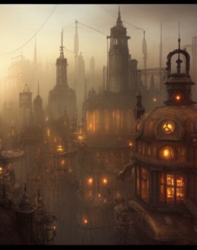 City under steampunk style