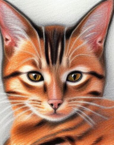 Drawing of a cat by crayon