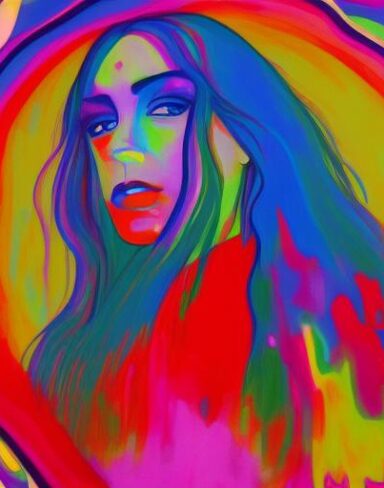 Painting of a woman with long hair