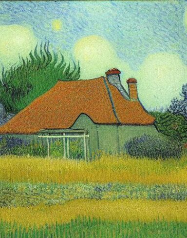 Painting of the house with the garden