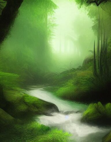 Stream running through forest