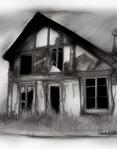The black and white drawing of a house