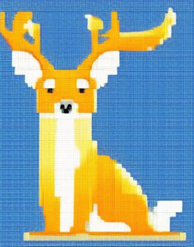 The deer in front of a blue background