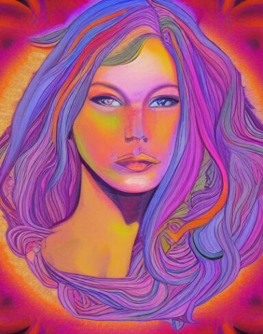 The painting of a woman with long hair