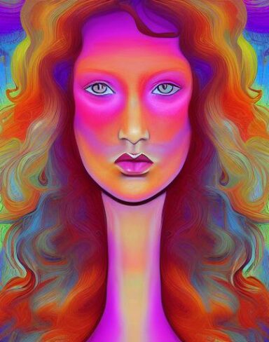 The painting of a woman with long hair