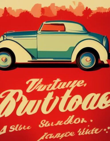 The vintage poster advertising cars
