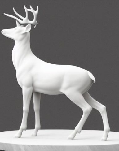 White color statue of a deer
