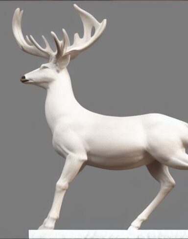 White color statue of a deer