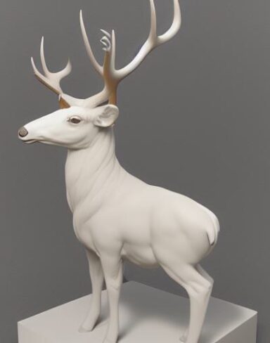 White color statue of a deer
