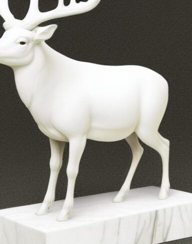 White statue of a deer