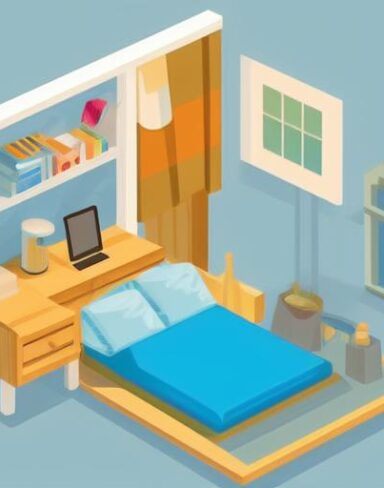A bedroom with a bed and desk in it