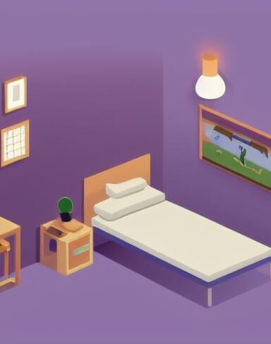 A bedroom with a bed and desk in it