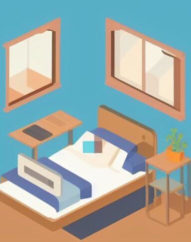 A bedroom with a bed and desk in it