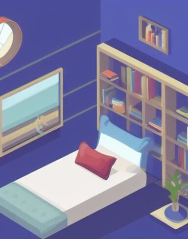A bedroom with a bed and desk in it