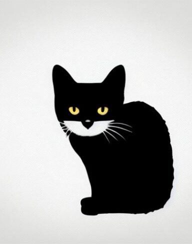 A black cat on a white background