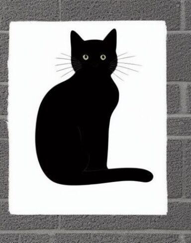 A black cat on a white background
