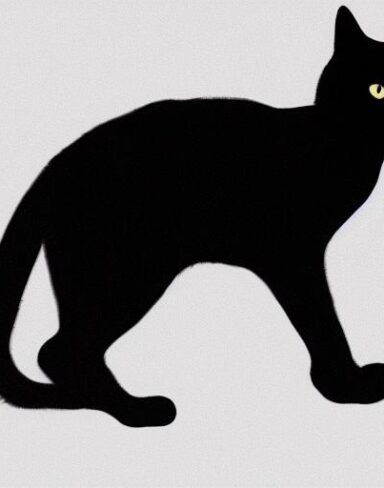 A black cat on a white background