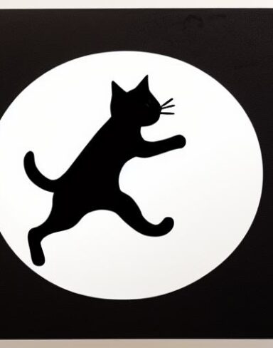 A black cat on a white background