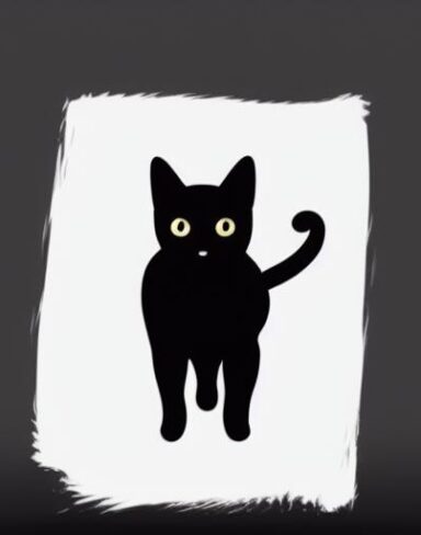 A black cat on a white background
