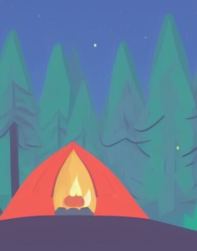 A camp in a forest at night