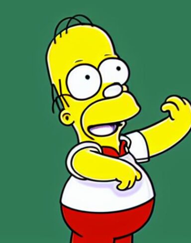 A cartoon character raising his hands