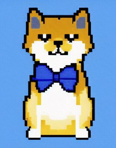 A cat with a bow tie sitting in front of a blue background