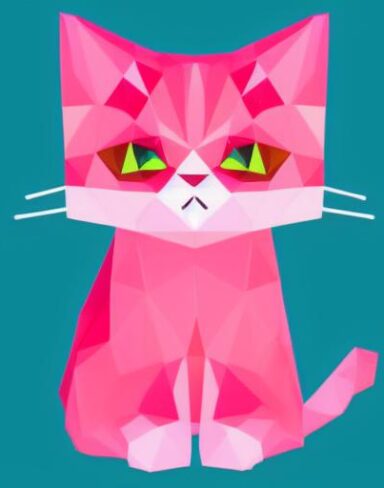 A close up of a cat on a pink background