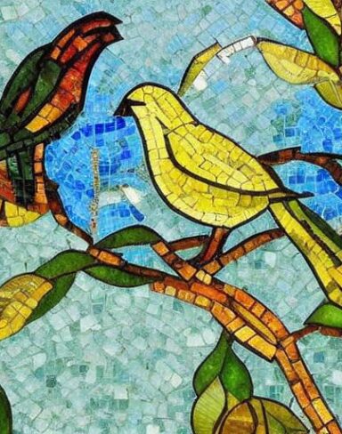 A couple of birds on top of a branch of tree