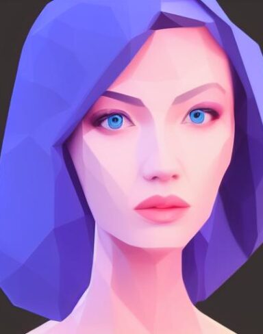 A digital painting of a woman with blue eyes