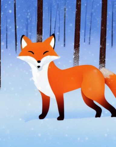 A fox in the snow during winter
