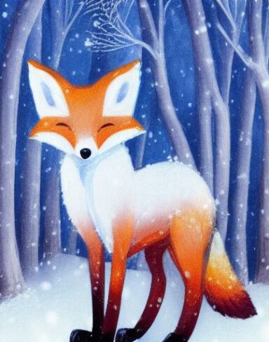 A fox in the snow forest