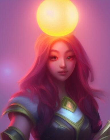 A girl holding a glowing ball in her hand