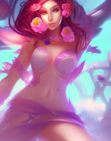 A girl that is standing in the flower