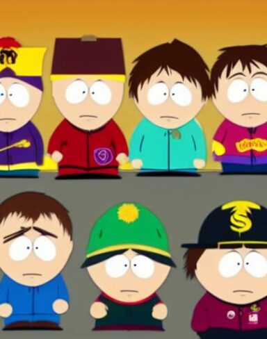 A group of cartoon characters south park by Trey Parker and Matt Stone