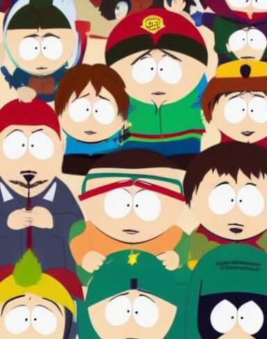 A group of cartoon characters south park by television film