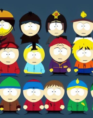 A group of south park cartoon characters by Trey Parker