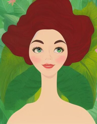 A lady with a plant background