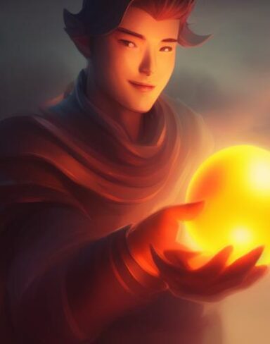 A man holding a glowing ball in his hand