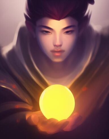 A man holding a glowing ball in his hand