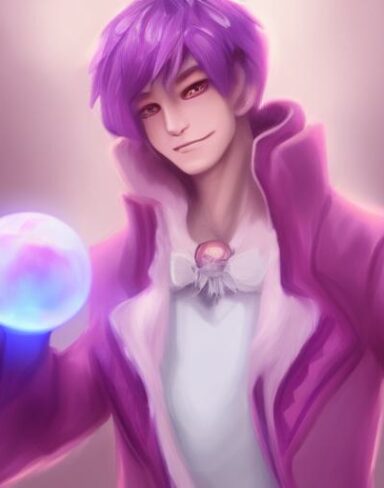 A man in a purple outfit holding a glowing ball