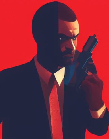 A man in a suit holding a gun