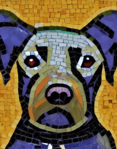 A mosaic of a puppy