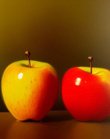 A painting of two apples